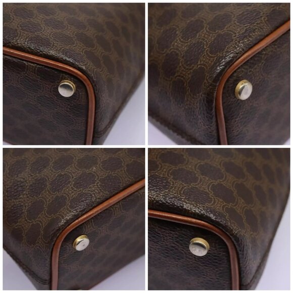 CELINE Macadam Canvas Shoulder Bag PVC Leather Brown Gold Auth EC156 - Picture 14 of 16